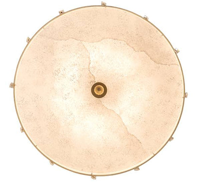 Cilindro Lujoso 8 Light 32" Wide Semi-Flush Drum Ceiling Fixture with Natural Wafer Silk Shade - Brass Finish