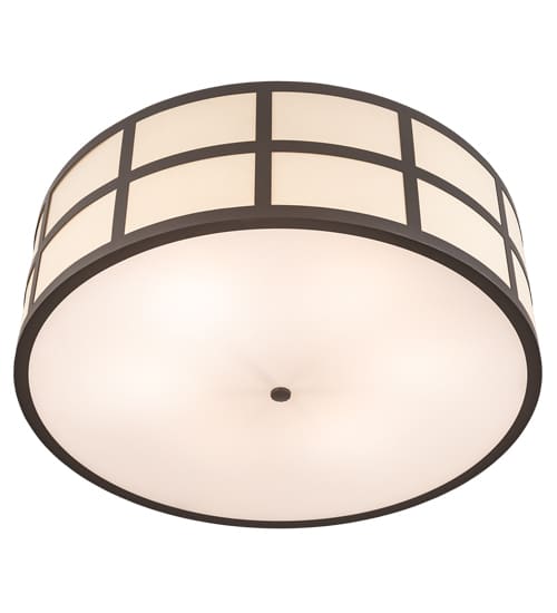 Cilindro Barnabas 6 Light 36" Wide Semi-Flush Drum Ceiling Fixture with Beige Textrene Shade - Timeless Bronze Finish
