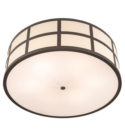 Cilindro Barnabas 6 Light 36" Wide Semi-Flush Drum Ceiling Fixture with Beige Textrene Shade - Timeless Bronze Finish
