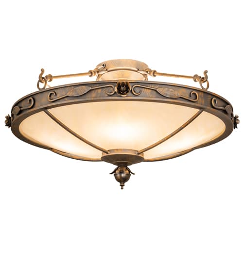 Arabesque 4 Light 28" Wide Semi-Flush Bowl Ceiling Fixture - French Bronzed Finish