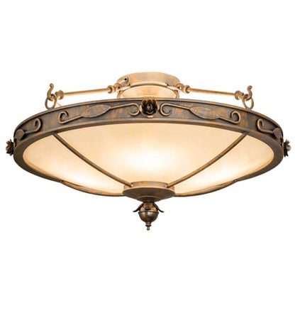 Arabesque 4 Light 28" Wide Semi-Flush Bowl Ceiling Fixture - French Bronzed Finish
