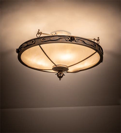 Arabesque 4 Light 28" Wide Semi-Flush Bowl Ceiling Fixture - French Bronzed Finish
