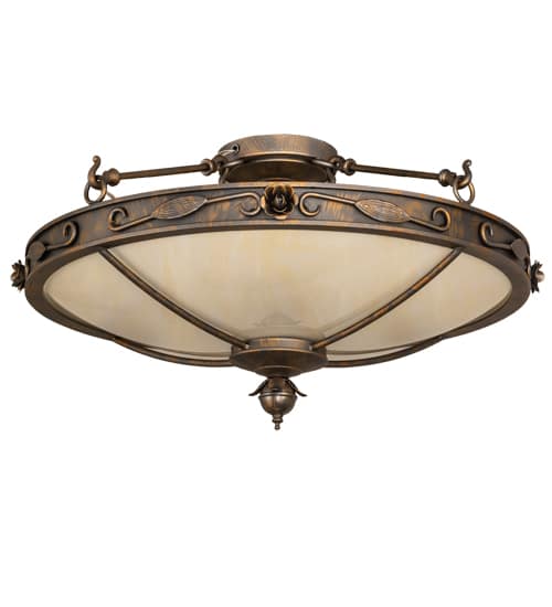 Arabesque 4 Light 28" Wide Semi-Flush Bowl Ceiling Fixture - French Bronzed Finish