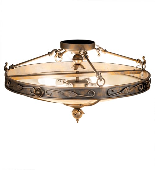 Arabesque 4 Light 28" Wide Semi-Flush Bowl Ceiling Fixture - French Bronzed Finish