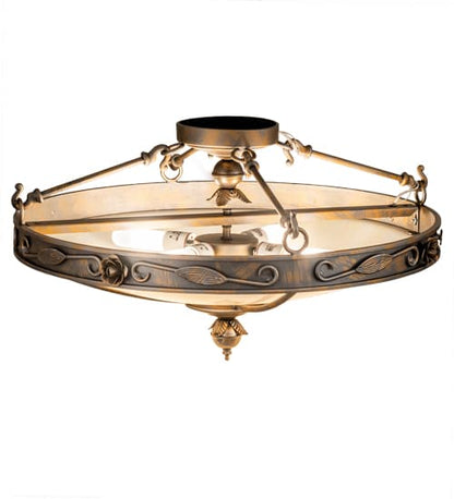 Arabesque 4 Light 28" Wide Semi-Flush Bowl Ceiling Fixture - French Bronzed Finish