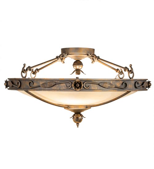 Arabesque 4 Light 28" Wide Semi-Flush Bowl Ceiling Fixture - French Bronzed Finish