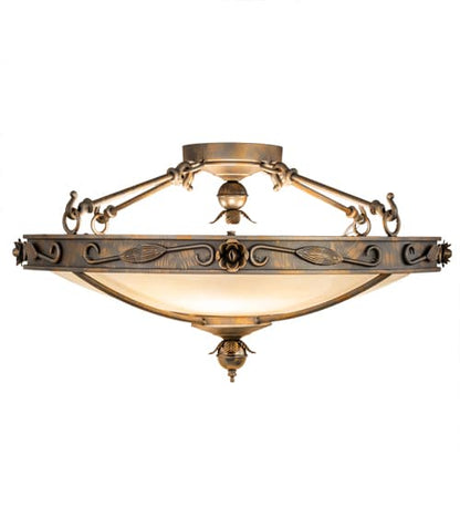 Arabesque 4 Light 28" Wide Semi-Flush Bowl Ceiling Fixture - French Bronzed Finish