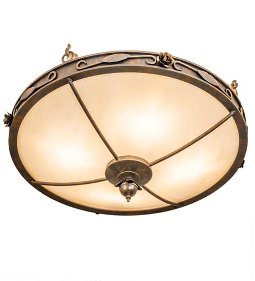 Arabesque 4 Light 28" Wide Semi-Flush Bowl Ceiling Fixture - French Bronzed Finish