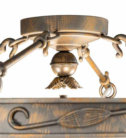 Arabesque 4 Light 28" Wide Semi-Flush Bowl Ceiling Fixture - French Bronzed Finish