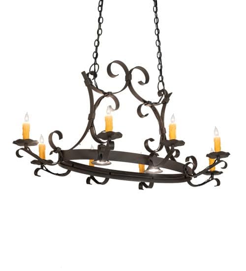 Long Hand forged 8 Light 33" Wide Taper Candle Style Chandelier