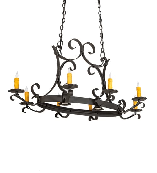 Long Hand forged 8 Light 33" Wide Taper Candle Style Chandelier