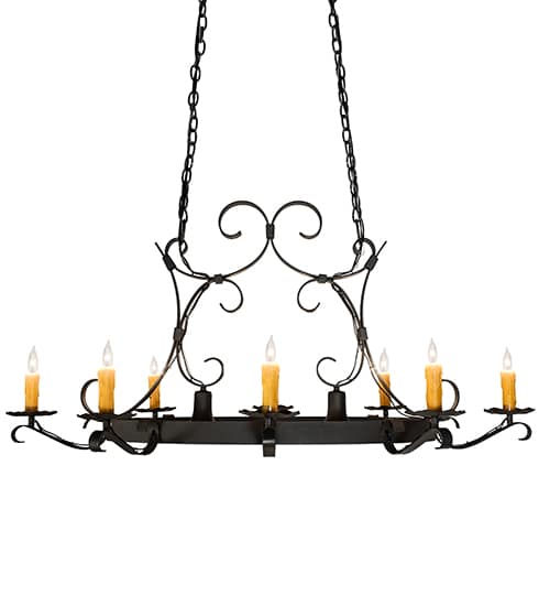 Long Hand forged 8 Light 33" Wide Taper Candle Style Chandelier