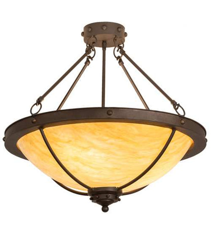 Freya 3 Light 24" Wide Semi-Flush Bowl Ceiling Fixture - Wrought Iron Finish