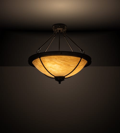 Freya 3 Light 24" Wide Semi-Flush Bowl Ceiling Fixture - Wrought Iron Finish