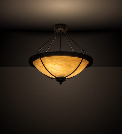 Freya 3 Light 24" Wide Semi-Flush Bowl Ceiling Fixture - Wrought Iron Finish