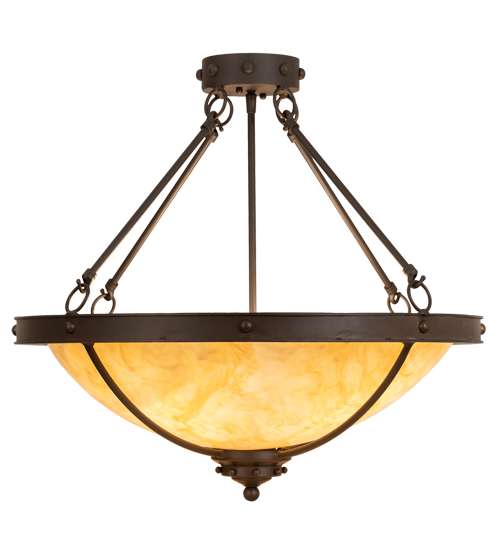 Freya 3 Light 24" Wide Semi-Flush Bowl Ceiling Fixture - Wrought Iron Finish