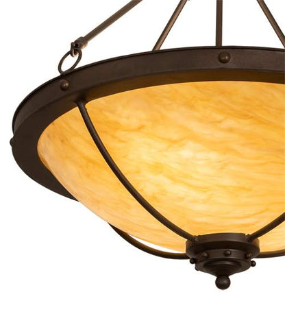 Freya 3 Light 24" Wide Semi-Flush Bowl Ceiling Fixture - Wrought Iron Finish