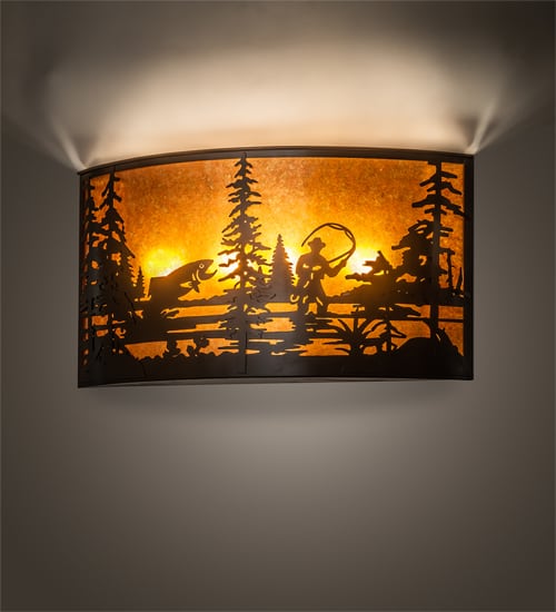 Fly Fishing Creek 4 Light 17" Tall Wall Sconce
