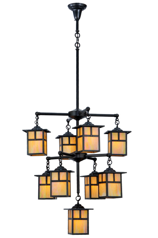 Hyde Park 9 Light 32" Wide Chandelier with Yellow Glass Shade