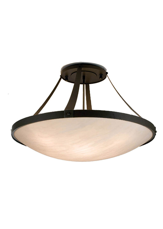 Urban 6 Light 37" Wide Semi Flush Ceiling Fixture with White Glass Shade