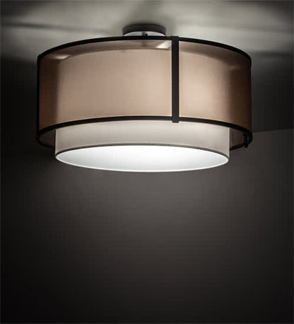 Cilindro 3 Light 30" Wide Semi-Flush Drum Ceiling Fixture - Flat Black Finish - GU24 Bulb Base