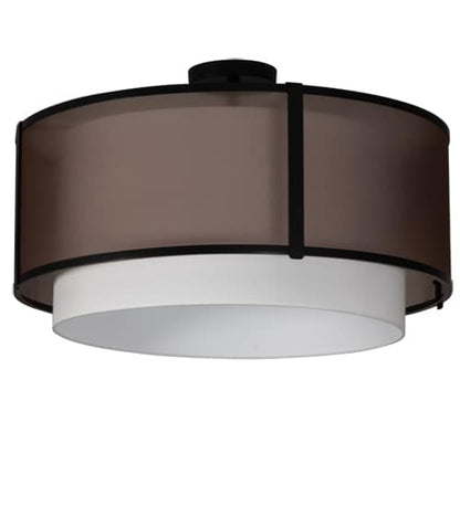 Cilindro 3 Light 30" Wide Semi-Flush Drum Ceiling Fixture - Flat Black Finish - GU24 Bulb Base