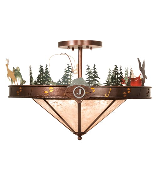 Wildlife 6 Light 32" Wide Semi-Flush Ceiling Fixture