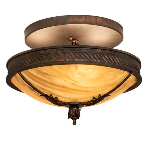 Hoja 3 Light 15" Wide Semi-Flush Bowl Ceiling Fixture - Rokusho Finish