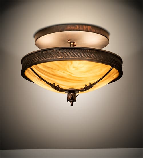 Hoja 3 Light 15" Wide Semi-Flush Bowl Ceiling Fixture - Rokusho Finish