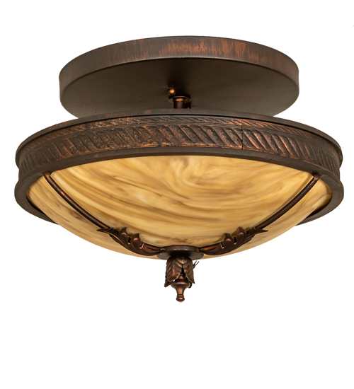 Hoja 3 Light 15" Wide Semi-Flush Bowl Ceiling Fixture - Rokusho Finish