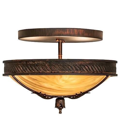 Hoja 3 Light 15" Wide Semi-Flush Bowl Ceiling Fixture - Rokusho Finish