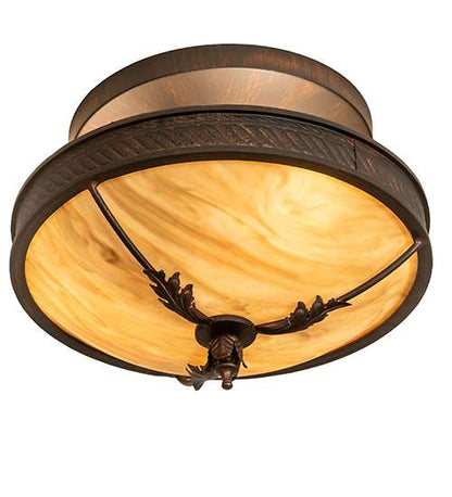 Hoja 3 Light 15" Wide Semi-Flush Bowl Ceiling Fixture - Rokusho Finish