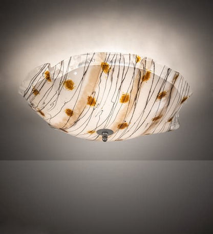 Metro Fusion 3 Light 24" Wide Semi-Flush Bowl Ceiling Fixture - Nickel Finish