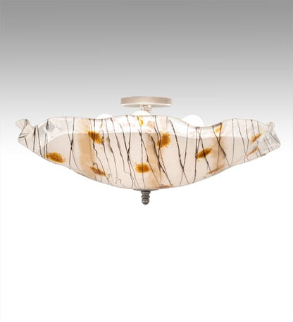 Metro Fusion 3 Light 24" Wide Semi-Flush Bowl Ceiling Fixture - Nickel Finish