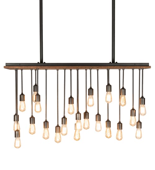 22 Light 48" Wide Wood Linear Pendant