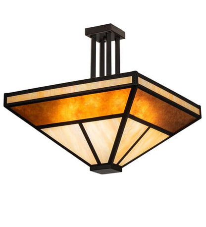T Mission 8 Light 34" Wide Semi-Flush Ceiling Fixture - Flat Black Finish