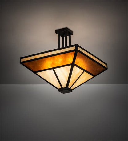 T Mission 8 Light 34" Wide Semi-Flush Ceiling Fixture - Flat Black Finish