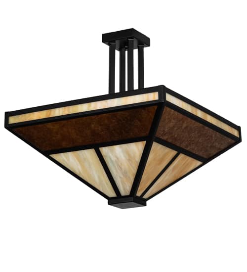 T Mission 8 Light 34" Wide Semi-Flush Ceiling Fixture - Flat Black Finish