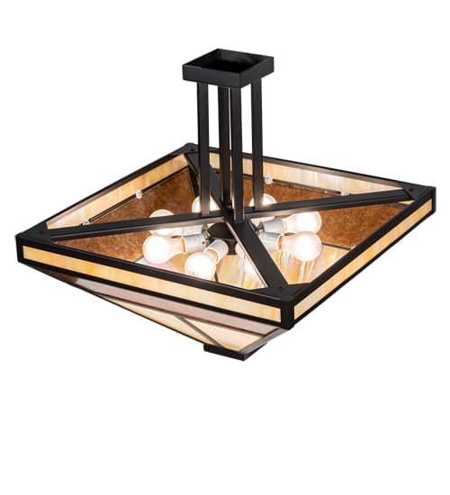 T Mission 8 Light 34" Wide Semi-Flush Ceiling Fixture - Flat Black Finish