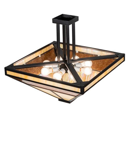 T Mission 8 Light 34" Wide Semi-Flush Ceiling Fixture - Flat Black Finish