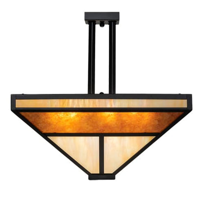 T Mission 8 Light 34" Wide Semi-Flush Ceiling Fixture - Flat Black Finish