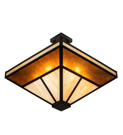T Mission 8 Light 34" Wide Semi-Flush Ceiling Fixture - Flat Black Finish