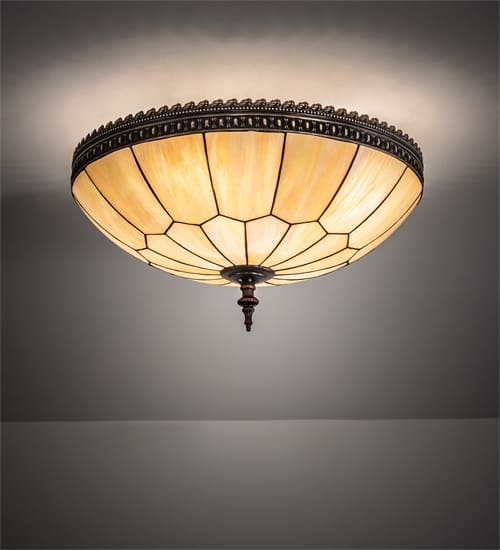 Vincent Honeycomb 4 Light 21" Wide Semi-Flush Bowl Ceiling Fixture with Iridescent Glass Shade - Mahogany Bronze Finish