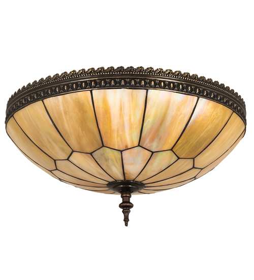 Vincent Honeycomb 4 Light 21" Wide Semi-Flush Bowl Ceiling Fixture with Iridescent Glass Shade - Mahogany Bronze Finish