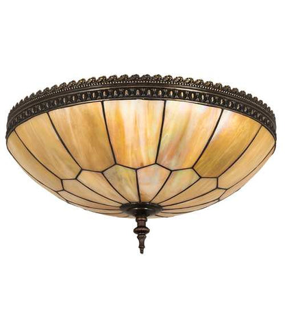 Vincent Honeycomb 4 Light 21" Wide Semi-Flush Bowl Ceiling Fixture with Iridescent Glass Shade - Mahogany Bronze Finish