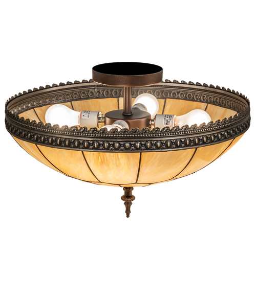 Vincent Honeycomb 4 Light 21" Wide Semi-Flush Bowl Ceiling Fixture with Iridescent Glass Shade - Mahogany Bronze Finish