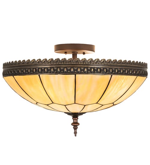 Vincent Honeycomb 4 Light 21" Wide Semi-Flush Bowl Ceiling Fixture with Iridescent Glass Shade - Mahogany Bronze Finish