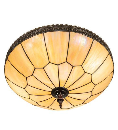 Vincent Honeycomb 4 Light 21" Wide Semi-Flush Bowl Ceiling Fixture with Iridescent Glass Shade - Mahogany Bronze Finish