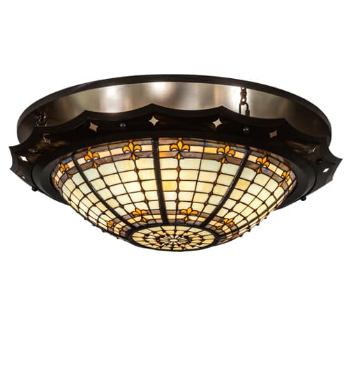 Fleur-de-Lite 4 Light 32" Wide Semi-Flush Bowl Ceiling Fixture
