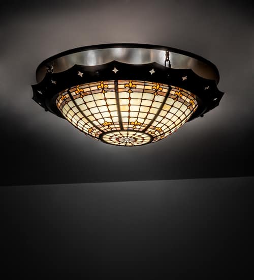 Fleur-de-Lite 4 Light 32" Wide Semi-Flush Bowl Ceiling Fixture